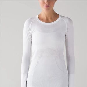 Lululemon Swiftly Tech White Long Sleeve with Thumbholes
